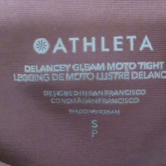 Athleta Women's Size S/P Delancey Gleam Moto Tight Decadent Chocolate Ankle Zip - Picture 2 of 11